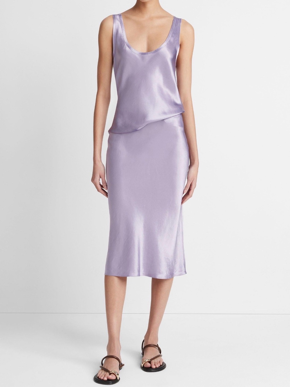 Aritzia Lavender Satin Slip Maxi Skirt Set Size 0